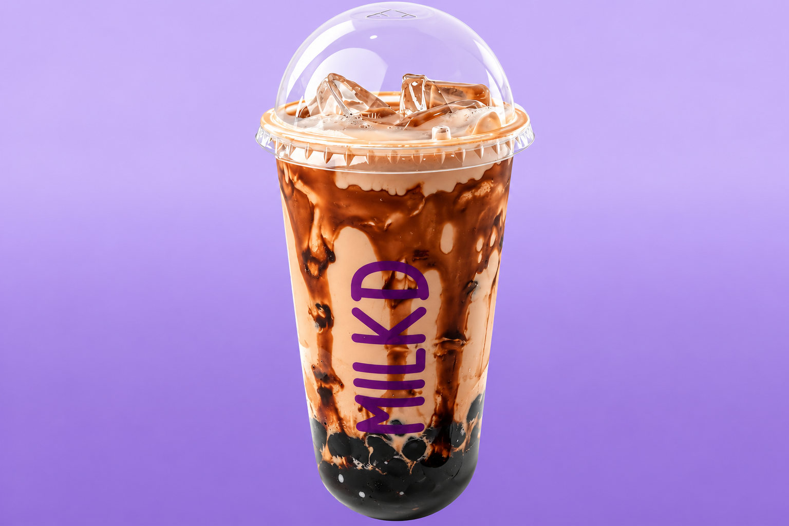 MILKD chocolate bubble tea in branded cup