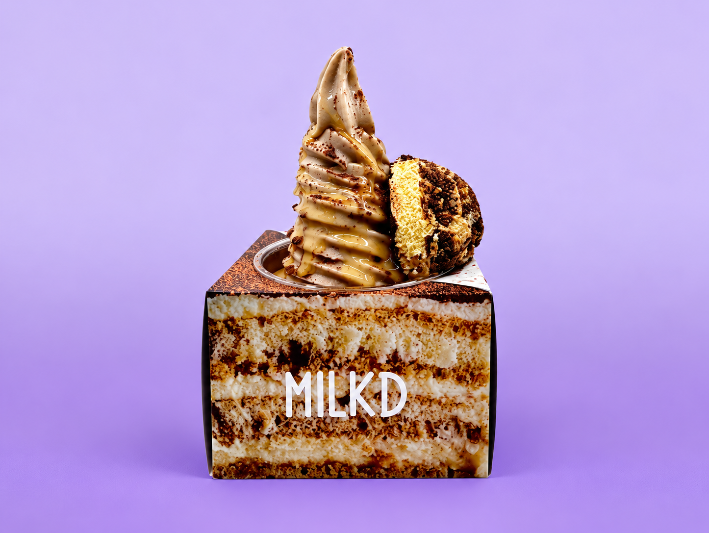 MILKD layered dessert with soft serve